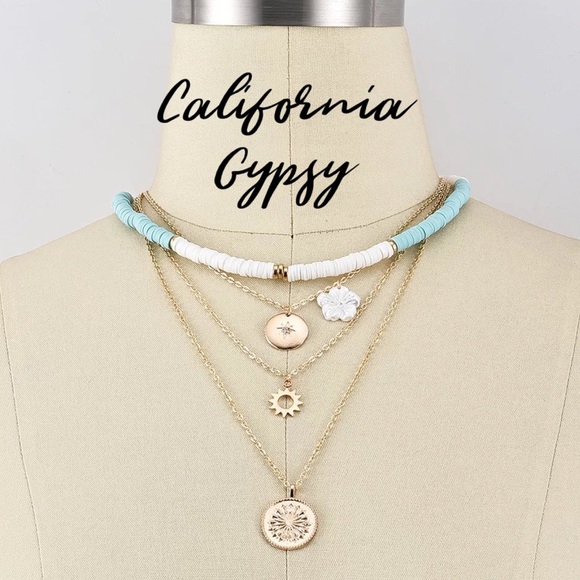 Beach charm bohemian layered necklace - Picture 4 of 7